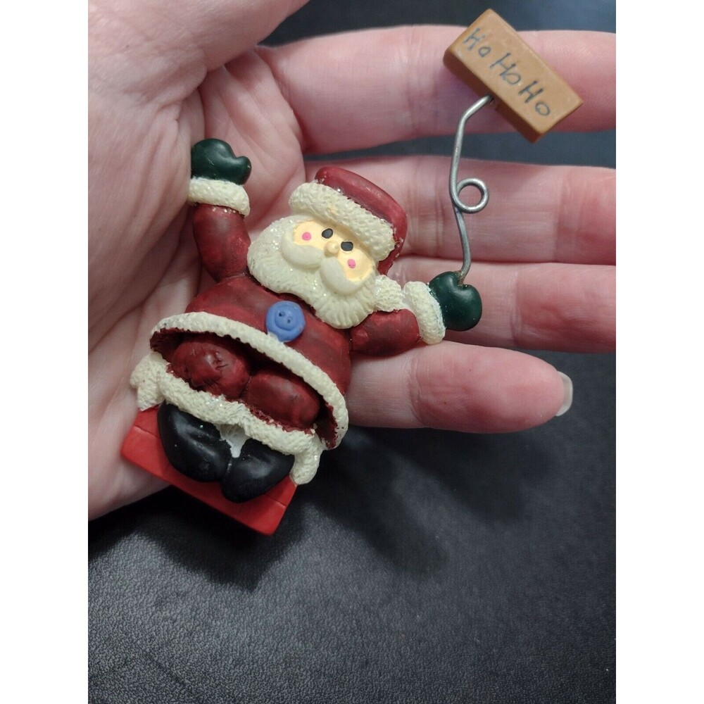 Vintage holiday Santa brooch colorful fun Ho Ho Ho